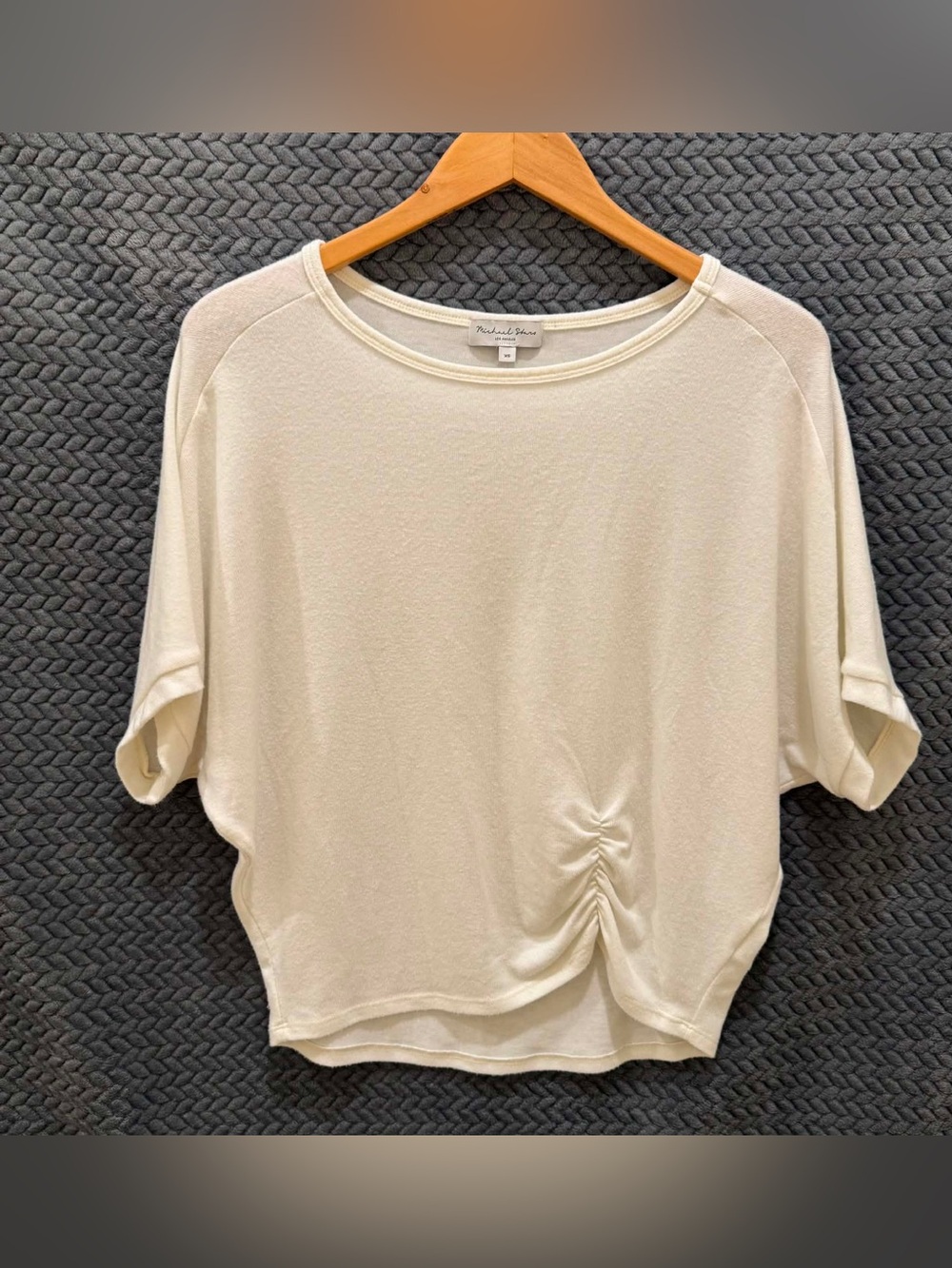 Michael Stars white Short Sleeve Gathered Front Tee Women XS